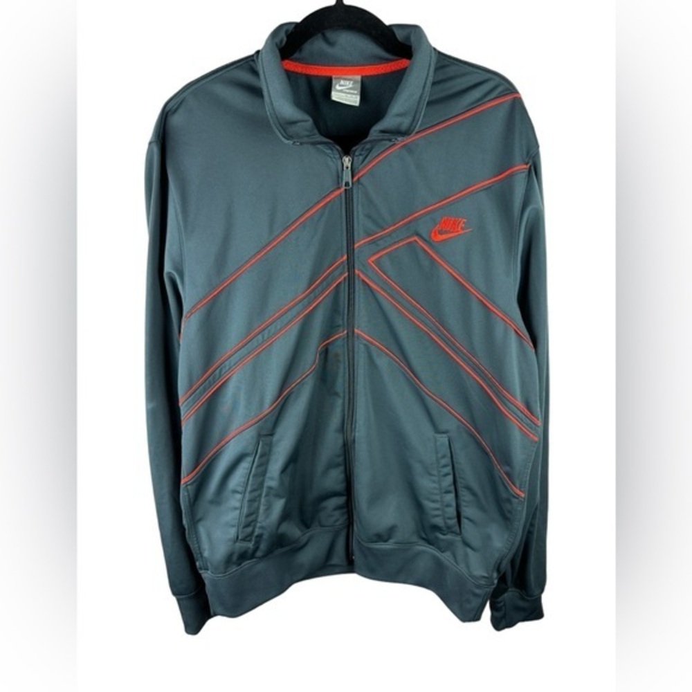 Vintage 90s Nike Men’s grey red track running athletic zip up jacket size XL